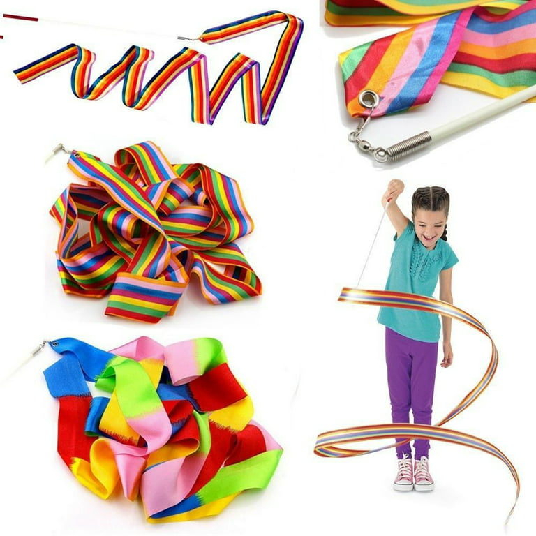 Tnarru Dance Ribbon, Dance Ribbons for Kids, Rhythmic Dance Ribbons, Equipment Bulk Ribbon Streamers, for Dancing Dance Party Favors 2pcs, Size: Length 2m