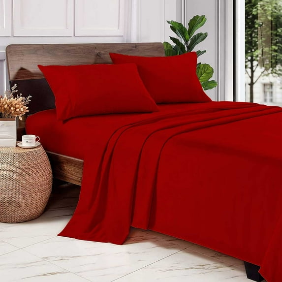 600 Thread Count 100% Egyptian Cotton Pillow Cases, Queen Pillowcase Set of 2 Long-Staple Pillow Cover for Sleeping Soft & Silky Sateen Weave Hotel Pillowcases (Blood Red Solid)