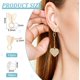 thumbnail image 2 of 12 piezas de pendientes de botón de latón chapado en oro real de 14 quilates con forma de corazón, con pasadores de plata de ley y 30 tuercas para pendientes., 2 of 6