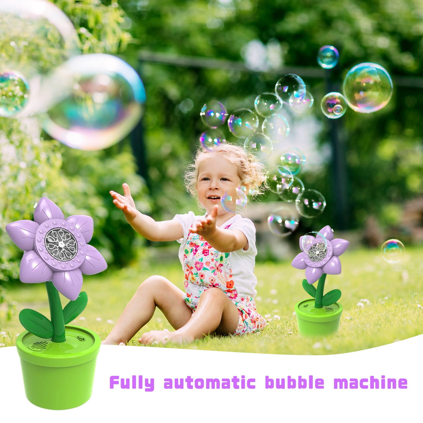 Rose Flower Bubble Machine, Automatic Bubble Blower with Decorative Floral Design, Portable Bubble Maker for Parties Outdoor Events and Celebration Activities (Red)