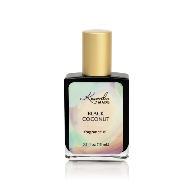 Aceite aromático de coco negro hecho por Kuumba | 0.5 onzas líquidas | Notas de chocolate amargo con coco y almendras tostadas | Aroma limpio y duradero | Sin alcohol | Perfume