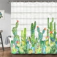 thumbnail image 5 of Cactus Shower Curtain, Western Tropical Desert Green Succulent Plant and Grey Rustic Wooden Board, 72 x 72 Inches Polyester Fabric Bathroom Decor Set with 12 Hooks, 5 of 6