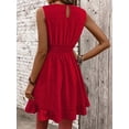 thumbnail image 2 of Red Sleeveless Smocked Waist A-Line Dress With Ruffle Hem, Casual Summer Style, 2 of 4