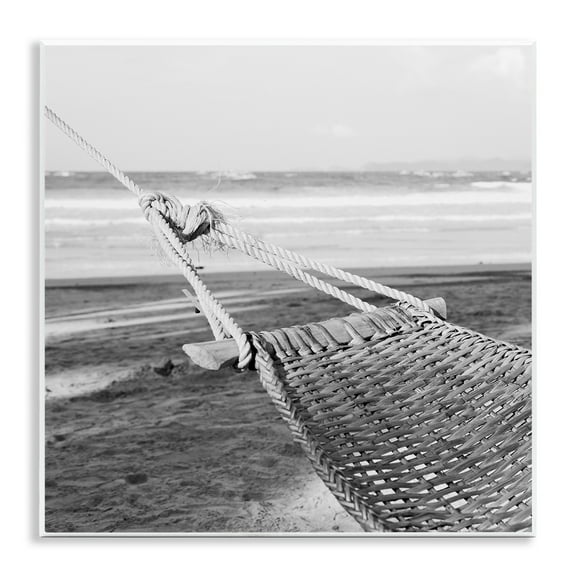 Stupell Industries Hammock Lounging by Shore Nautical & Beach Photography Unframed Art Print Wall Art, 12 x 12