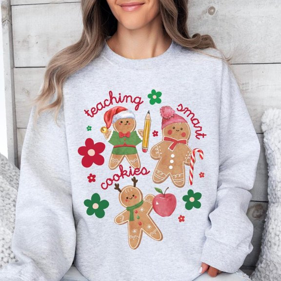 Teaching smart cookies teacher Winter sweatshirt, Cute crewneck for teacher562 Tshirt All Size S-5XL