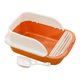 thumbnail image 3 of Caja de arena para gatos con pala de lados altos Fácil de limpiar con borde Caja de arena para gatos con marco Bandeja de arena para gatos Cajas de , naranja, medio Naranja Medio Sunnimix bandeja de arena para gatos, 3 of 8