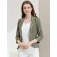 thumbnail image 2 of INSPIRE CHIC Blazer De Solapa Con Muescas Y Mangas 3/4 A Rayas Para Mujer ejercito verde XL, 2 of 6