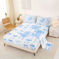thumbnail image 2 of Manfei Dreamy Blue Bow Bed Sheets For Girls,Letter J Alphabet Initial King Sheets,4-Piece, 2 of 6