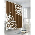 thumbnail image 5 of Coral Brown Waterproof Fabric Shower Curtain, White Coastal Ocean Marine Nautical Beach Shower Curtain for Bathroom Curtains Bathtubs Hotel Washable Shower Curtains with 12 Hooks Long 72x78in, 5 of 6