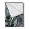 thumbnail image 2 of Skull Soft Flannel Fleece Throw Blanket, Spooky Scary with Many Skulls Horns and Torches Graves Death Ghosts Theme, Cozy Plush for Indoor and Outdoor Use, 70" x 90", Bluegrey Grey, by Ambesonne, 2 of 5