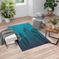 thumbnail image 1 of Country Turkish Area Rug, Pine Trees in the Forest on Foggy Seem Ombre Backdrop Wildlife Adventure Art, Soft Carpet for Living Room Decor, 6.6' X 9.6', Sky Blue, by Ambesonne, 1 of 4