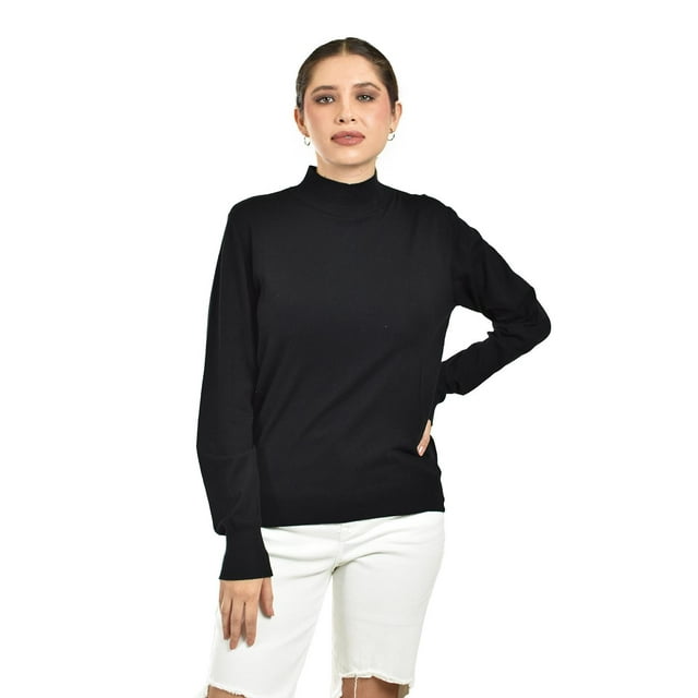 Blusa tejida de cuello alto Juvenil, 0248 (Negro) negro M