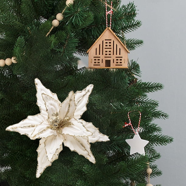 Adorno para Árbol de Navidad con Flores de Tela Simuladas