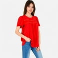 thumbnail image 3 of Women's Lace Yoke Short Sleeve Blouse with Pleated Front - X Large, Burgundy, 3 of 7