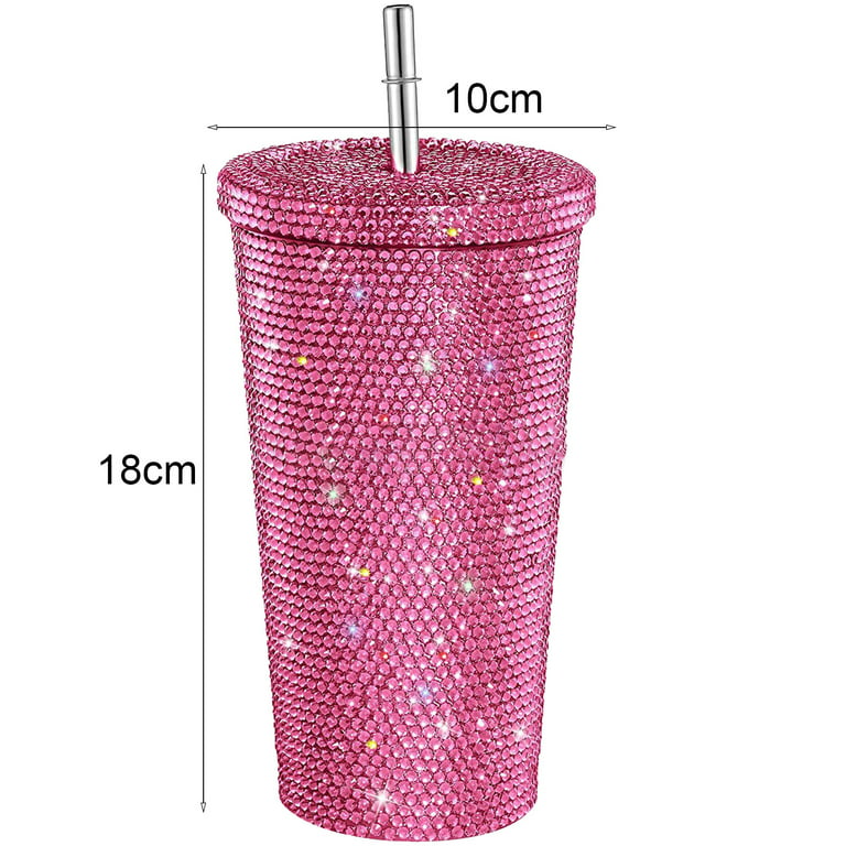 Paris Hilton Diamond Bling Water Tumbler With Lid And Straw, Vacuum  Insulated Stainless Steel, Bedazzled With Over 3700 Rhinestones,  16.9-Ounce, Silver