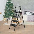 Timati 5 Step Ladder, Folding Step Stool, Wide Steps With Handrail Anti