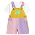 thumbnail image 5 of Edvintorg Girls Jumpsuit Rompers Bib Overalls Color Block Adjustable Suspender Shorts Jeans Overalls Shortalls with Pockets 6M-4Y, 5 of 7