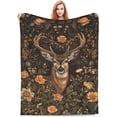 thumbnail image 2 of Manta de ciervo con diseño vintage de bosque, ciervo sika, alce, manta de felpa cómoda, forro polar, cálida, suave y esponjosa, manta de invierno, regalo de reno para niñas, niños, mujeres y, 2 of 2