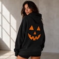 thumbnail image 3 of Yoofine Adult Jack-o-Lantern Pumpkin Face Halloween Front Back Hoodie, 3 of 7