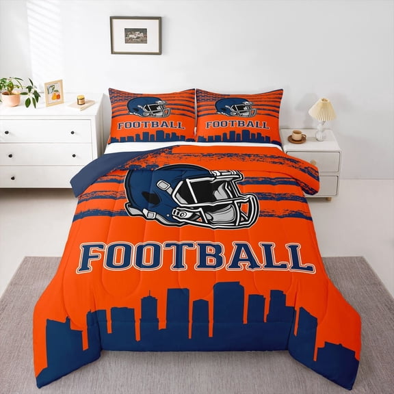 Erosebridal Rugby City Silhouette Bedding Twin Comforter Set,Sports Theme Down Comforter,Denver Bedding Sets Twin with Comforter For Teens,Ultra Soft Bedroom Decor Reversible,2 Pieces