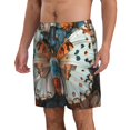 thumbnail image 2 of Susaid Butterfly and Bloom Beauty Print Men's Swim Trunks Hawaiian Bathing Mesh Lining Suit Swimsuits Beach Shorts with Pockets-Small, 2 of 6