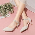 thumbnail image 5 of EnJoCho Big Girl Closed Toe Wedding Shoes Fashion Pointed Toe Princess Shoes Fine Flash Hook Buckle Girls Fine Heel High Heels Girls Stylish Party Shoes White, 5 of 5