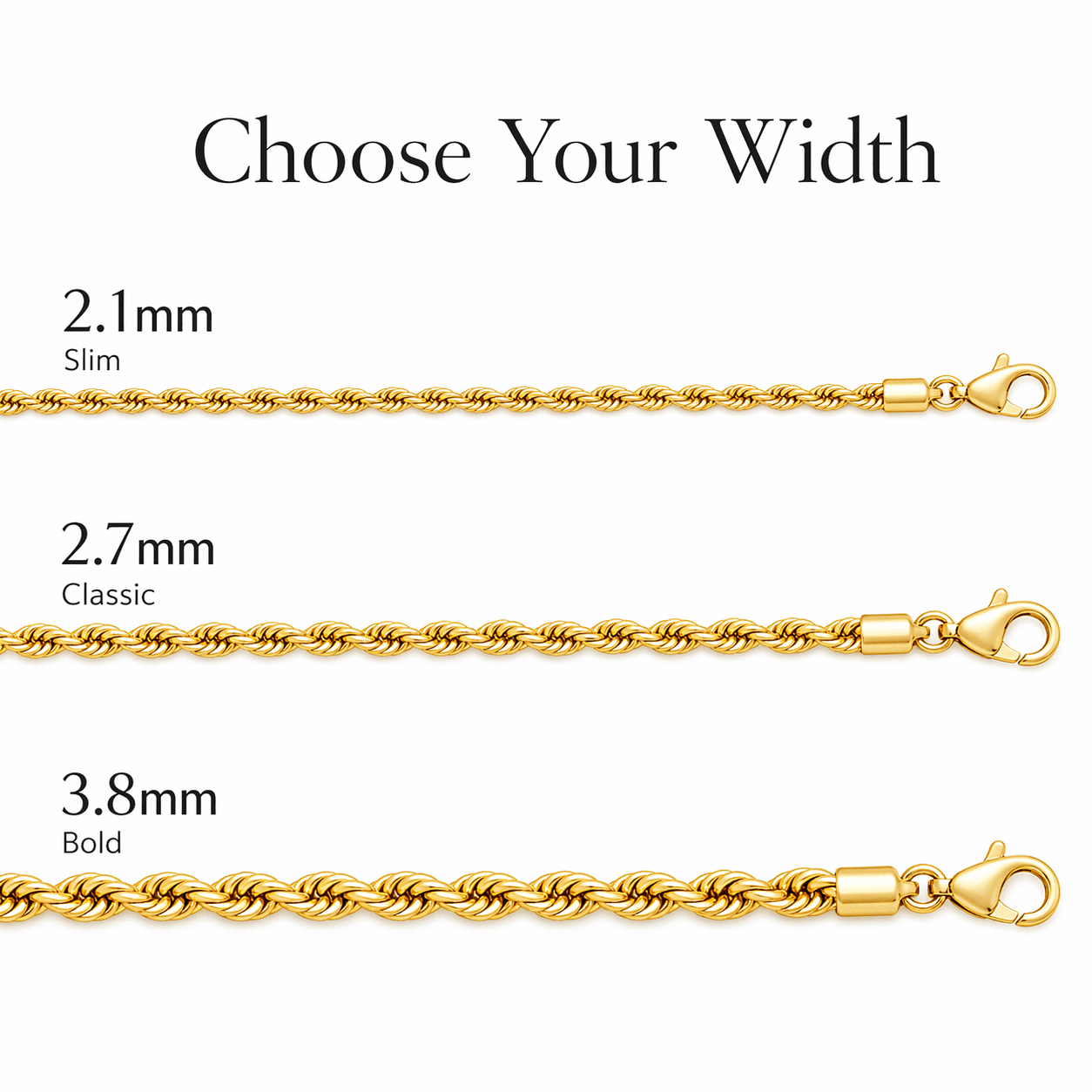 Bling Trax 14K Gold Filled Rope Chain Necklace, Cadena de Oro 3.8mm Diamond Cut Gold Chain for Men and Women, 24 Inch