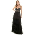 thumbnail image 6 of City Studios Juniors Black Lace-Up-Back Tiered Gown Dress, 6 of 6
