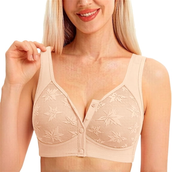 Liuchenyi Wireless Bra Jelly Bras for Women No Underwire Comfort Wireless Push Up Bras Seamless Scalloped Lift Everyday Bralettes Beige