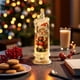 thumbnail image 5 of Vela navideña LED | Decoración de muñeco de nieve, Papá Noel y renos | Luz nocturna parpadeante blanca cálida que funciona con pilas | Adorno navideño para mesa, estante o ventana, 5 of 6