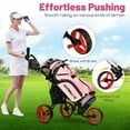 thumbnail image 5 of Patiojoy 3 Wheel Golf Push Cart Lightweight Foldable Caddy Cart for Golf Bags with Adjustable Seat and Handle Umbrella Holder and Foot Brake Red, 5 of 7