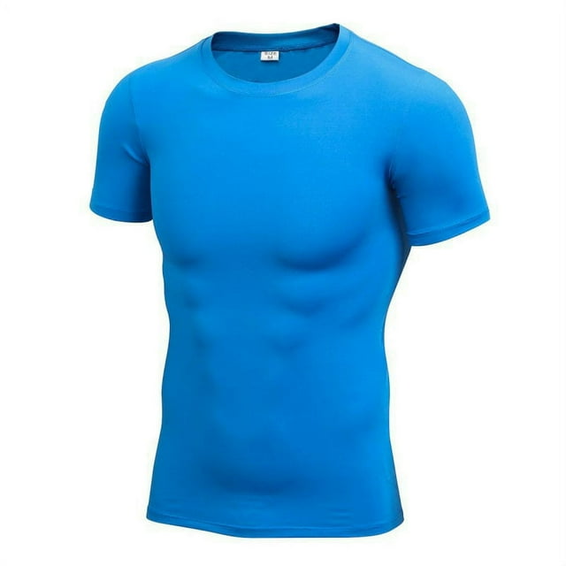 Mens Compression Shirts Gym Short Sleeve Sports Tight Fitness Base Layer Tops