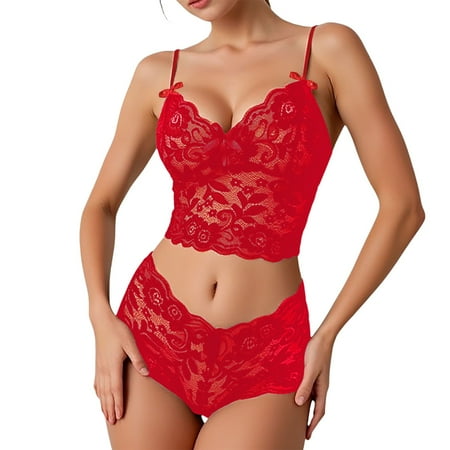 Zszcpp Lingerie Sets For Womens Sexy Spaghetti Strap Charming Sleeveless Sheer Floral Lette Lace Transparent Bras