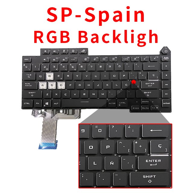 Nouveau Clavier US Russe Espagnol pour Asus ROG Strix G15 G513 G513Q G513QM G513QY G533 Rétroéclairé US 2021 SP RGB Rétroéclairage