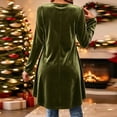 thumbnail image 6 of Karymi Solid Velvet Tunic Womens Tops, Crew Neck Half Button Long Sleeve Loose A-line Hem Pullover, 6 of 7