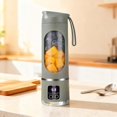 thumbnail image 3 of Portable Juicer, USB Rechargeable 1500mah Battery 3 Speed Cooking Machine with Display, 450ML Electric Juicer, Easy Clean Design for Smoothies, Ice Crushing, Gym, Fresh Fruit Juices (Purple), 3 of 8
