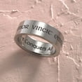 thumbnail image 2 of Stainless Steel "Love Conquers All" Engraved Ring - Amor Vincit Omnia Latin Quote size 5, 2 of 2