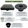 thumbnail image 4 of SereneDrains 304 Stainless Steel 6 Inch Square Matte Black Shower Drain Kit with Base Broken Lane for Tile Floor Drain Grate Cover Hair Catcher Trap Strainer Filter, 4 of 10