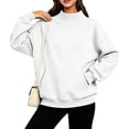 thumbnail image 3 of Vixolx Womens Mock Neck Sweatshirt Oversized Plain Pullover with Pockets Fall Winter Long Sleeve Shirt, 3 of 7