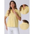 thumbnail image 2 of DARING DIVA Women's Plaid Puff Sleeves Vintage Gingham Blouses S Yellow, 2 of 6
