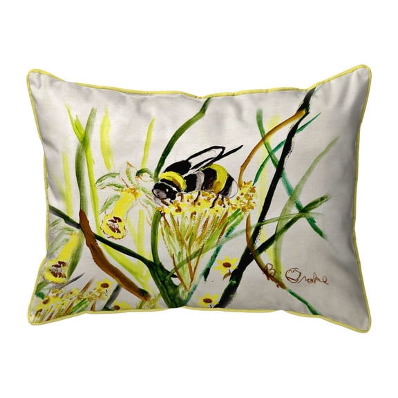 Betsy Drake Interiors Bee & Flower Large Indoor/Outdoor Pillow 16x20