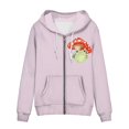 thumbnail image 5 of Renewold Purple Zip Up Hoodies for Women Youth Size 5XL , Lovely Cartoon Frog Print Tops Long Sleeves Fall Sweatshirts Durable Non-Fading Jacket Outdoor Active Wear with Pocket, 5 of 5