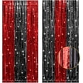 thumbnail image 3 of PIGETALE, 2 Paquetes de 3.2x8.2 Pies Cortinas con Flecos de Aluminio Negro y Rojo Decoraciones para Fiestas, Cortinas de Oropel Telón de Fondo Serpentinas para Cumpleaños Graduación Fiesta Tema Extrañ, 3 of 4