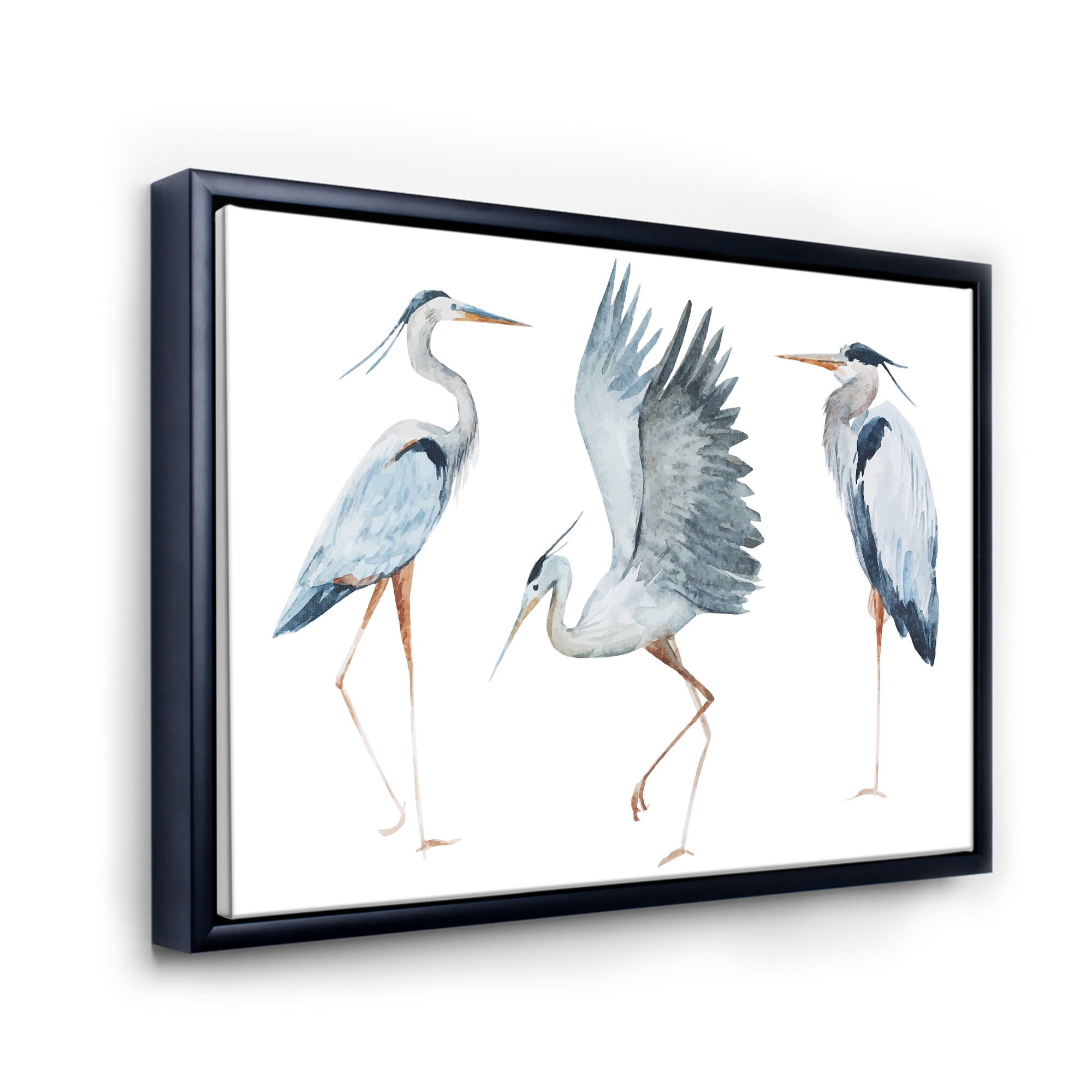 Designart 'Portrait Of Heron Birds II' Traditional Framed Canvas Wall Art Print