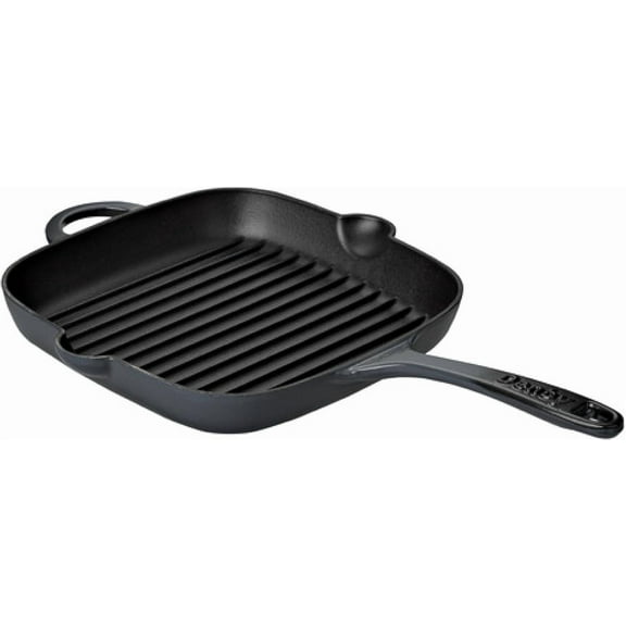 Denby - Halo Black Cast Iron Griddle Pan - 10 Inch Non Stick Frying Grill Pan - Oven Safe, For All Stove Types, Induction, Gas, Electric