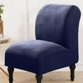 thumbnail image 2 of Chair Covers High Stretch Armless Chair Covers for Living Room Luxury Thick Velvet Chair Slipcovers Modern Furniture Protector with Elastic Bottom, Machine Washable, Navy Blue, 2 of 8