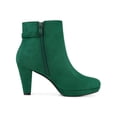 thumbnail image 3 of BLISSFUL STEP Women's Block Heel Platform Ankle Boots Green 7.5, 3 of 7