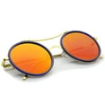 thumbnail image 4 of sunglassLA - Retro Metal Temples Browbar Colored Mirror Flat Lens Round Sunglasses - 53mm, 4 of 4
