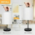 thumbnail image 4 of Modern Table Lamps Set of 2 Fabric Shade w/Pull Chain Switch Bedroom Living Room, 4 of 7