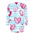 thumbnail image 5 of TaTaai Women's Valentine Heart Print 3/4 Sleeve Round Neck Loose T-Shirt, Valentine's Day Gift, Casual Daily Home Work Top Gift, 5 of 5